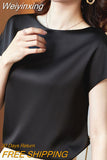 Weiyinxing Short Sleeve Blouse Women Blusas Mujer De Moda 2023 Verano Casual O-Neck Chiffon Blouse Shirt Women Tops Blouses E850