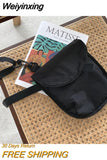 Weiyinxing Winter Canvas Bag for Women Phone Coin Small Square Pouch Fashion Retro Diagonal Bags All-match Nylon Shoulder Pack