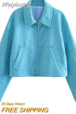 Weiyinxing Jacket Women's 2023 New Straight Long-Sleeved Outerwear Fashion Long Sleeve Zipper Baisc Coat Street
