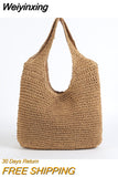 Weiyinxing straw women shoulder bags wicker woven ladies handbags handmade summer beach rattan bag female messenger bag large tote