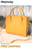 Weiyinxing Handbags Women Soft Pu Leather One Shoulder Bag Lady' Retro Alligator Pattern Crossbody Bag High-capacity Popular Design