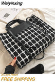 Weiyinxing Brand Designer Houndstooth Wool Totes Handbags and Purses Women Shoulder Bags 2023 Large Capacity Travel shopping Bags