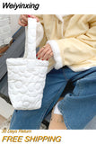 Weiyinxing Color Women Quilted Bucket Bag Sweet Student Girls Small Shoulder Bags Cute Flower Embroidery Female Clutch Purse Handbags