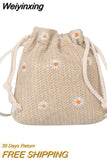 Weiyinxing Casual Crossbody Bags Summer New Versatile Fairy Straw Woven Bag Lace Mini Bucket Bag Pure Handmade Straw Bag Women