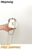 Weiyinxing Leather Women moon Small Shoulder Bag Fashion Chain Female Shell Crossbody Bags Retro Design Ladies Mini Coin Purse Handbags