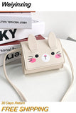 Weiyinxing Color Princess Accessories Coin Purse Lovely Baby Girls Small Square Crossbody Bags Cute Rabbit Children's Shoulder Bag