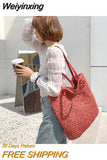 Weiyinxing Straw Women Shoulder Bags Wicker Woven Handbags Rattan Summer Beach Bag Large Capacity Tote Lady Big Purses Shopper New