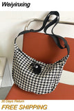 Weiyinxing Houndstooth Crossbody Bags Women Ins All Match Zipper Hobos Basic Stylish Shoulder Female Street Chic Simple Teenagers