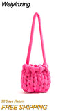 Weiyinxing Crochet Crossbody Bags Designer Knitted Women Shoulder Bags Rope Woven Messenger Bag Handmade Small Tote Shopper Purses