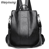 Weiyinxing leather backpack women vintage shoulder bag ladies high capacity travel backpack school bags girls mochila feminina