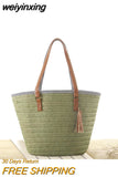 weiyinxing tassel straw bags rattan women handbags wicker woven shoulder bags large capacity tote bucket bag summer beach purses new
