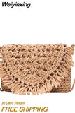Weiyinxing Hollow Tassel Rattan Women Shoulder Bags Wicker Woven Crossbody Bags Summer Beach Straw Bag Lady Clutches Female bag