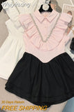 Weiyinxing Sweet Sleeveless Ruffles Slim Waist Summer Dress Women 2023 French Luxury Diamonds Cake Short Dresses Vestido Feminino