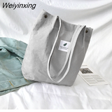 Weiyinxing Corduroy Shoulder Bag for Women Cotton Cloth Versatile Handbag Solid Color Eco Shopping bag 2023 Ladies Reusable Totes Bags