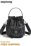 weiyinxing Nylon Quilted Buckets Bag Designer Padded Women Handbags Luxury Down Cotton Shoulder Crossbody Bags Casual Small Purses