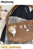 Weiyinxing Japanese Harajuku Ancient Girl Crossbody Bag Korean Retro Style Literature Dumpling Bag Corduroy Shoulder Bag