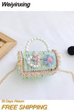 Weiyinxing Design Baby Girls Shoulder Bag Fashion Princess Pearl Handbags Coin Purse Cute Bear Children' Small Square Messenger Bags