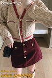 Weiyinxing Winter New Small Fragrance Two Piece Set Women Sweater Cardigan Coat + Bodycon Skirt Set French Vintage 2 Piece Suits