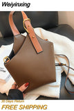 Weiyinxing Small Leather Bucket Crossbody Bags for Women 2023 New Women's Designer Shoulder Handbag and Purses Travel Messenger Bag