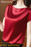 Weiyinxing Short Sleeve Blouse Women Blusas Mujer De Moda 2023 Verano Casual O-Neck Chiffon Blouse Shirt Women Tops Blouses E850