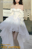Weiyinxing Spring New Elegant Long Sleeve Fairy Dresses For Women Fashion Casual Sexy Party Long Dress Korean Sweet White Midi Dress