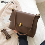 Weiyinxing Hot Fashion Solid Pu Leather Shoulder Bags for Women New Luxury Designer Female Elegant Lady Handbag Crossbody For Girls