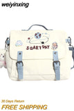 weiyinxing Women Simple Crossbody Bag Girls Cute Casual Satchel Shoulder Pouch Money Sweet Printed Canvas Diagonal Cross Schoolbag