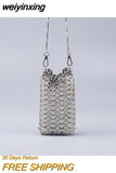 weiyinxing Silver Metal Sequins Women Shoulder Bags Designer Metallic Chains Crossbody Bag Luxury Evening Party Small Purses 2023