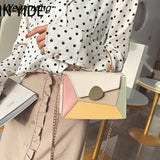 Weiyinxing YIDE New 2023 Fashion Contrast PU Leather Designer Shoulder Messenger Bag Metal Handle Strap Casual Portable Messenger Bag