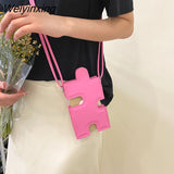 Weiyinxing Mini Mobile Phone Bag Summer Candy Colors Women's Bag 2023 Trend Crossbody Bag Hollow Out Puzzle Shape Lady Shoulder Bag