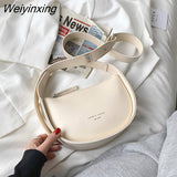 Weiyinxing Semicircle Saddle Shoulder Crossbody Bags for Women Designer Brand Adjustable Wide Strap Girls Purses and Handbags 2023
