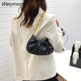 Weiyinxing Bag Women's 2023 New Underarm Bag Solid Color Pleated Bag Cloud Single Shoulder Messenger Bag Texture Handbag for Women
