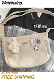 Weiyinxing Japanese Harajuku Ancient Girl Crossbody Bag Korean Retro Style Literature Dumpling Bag Corduroy Shoulder Bag