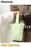 Weiyinxing Color Women Quilted Bucket Bag Sweet Student Girls Small Shoulder Bags Cute Flower Embroidery Female Clutch Purse Handbags