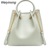Weiyinxing Women's Handbags Large Capacity Top-handle PU Leather Bucket Crossbody Bag Casual Messenger Shoulder Bag Female