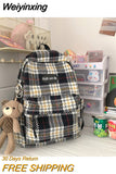 Weiyinxing Plaid Woollen Cloth Women's Backpack Student Book Backpacks for Teenage Girls School Bags Large CapacityTravel Rucksack