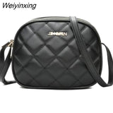 Weiyinxing PU Leather Messenger Women Bag Girls Ladies Shoulder Bags Black Plaid Lattice Small Crossbody Bags Handbag