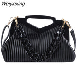 Weiyinxing Brand Handbag Women Inverted Triangle Handle Leather Hand Pouch Classic Crossbody Bags For Women Tote Bag Lady Satchel