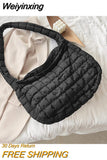 Weiyinxing Plaid Pattern Space Cotton Large Capacity Shoulder Bag Ladies Casual Handbag Quilted Crossbody Shopping Bag 2023 New