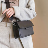 Weiyinxing Women's Crossbody Bag New Small Square Bag Trendy Fashion Casual Simple Wide Shoulder Strap Retro One Shoulder Messenger Bag