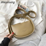 Weiyinxing Semicircle Saddle Shoulder Crossbody Bags for Women Designer Brand Adjustable Wide Strap Girls Purses and Handbags 2023