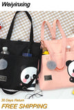 Weiyinxing Women's Shoulder Bags Canvas Handbags 2023 Girls Shopper Purses Fashion Casual Cartoon Panda Print Large Capacity Crossbody Bags