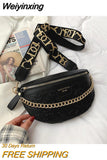 Weiyinxing Chain Fanny Packs Women Leather Waist Bag Brand Shoulder Crossbody Chest Bags Fashion Waist Belt Bags Girl Phone Pack New