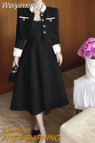 Weiyinxing Fall New Vintage Thin Tweed Women 2 Piece Sets Outfits 2023 Stand Collar Single-breasted Jacket Long Skirt Two Piece Sets