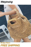 Weiyinxing rattan large capacity tote for women wicker woven wooden handbags summer beach straw bag lady big purses travel sac 2023