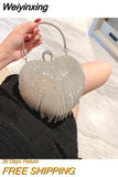 Weiyinxing Evening Bag Heart Pattern Silver Clutch Womens Fashion Diamond Banquet Clutch And Purse Wedding Bridal Prom Wallets