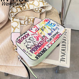 Weiyinxing YIDE New Graffiti Design Small PU Leather Crossbody Shoulder Bags for Women 2023 Lady Trendy Travel Branded Handbags Purses