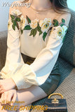 Weiyinxing Sleeve Blouse Women O-Neck Flower Embroidery Chiffon Blous Shirt Women Tops Blusas Mujer De Moda 2023 Women Blouses D937