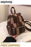 weiyinxing 2023 Winter Plaid Nylon Women Backpack New Korean Students Small Schoolbag Campus Stripe Style Fashion Girls Travel Bags