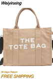 Weiyinxing Casual Canvas Large Capacity Tote Bag Women Handbags Designer Letters Shoulder Crossbody Bags Luxury Big Shopper Bag Purse